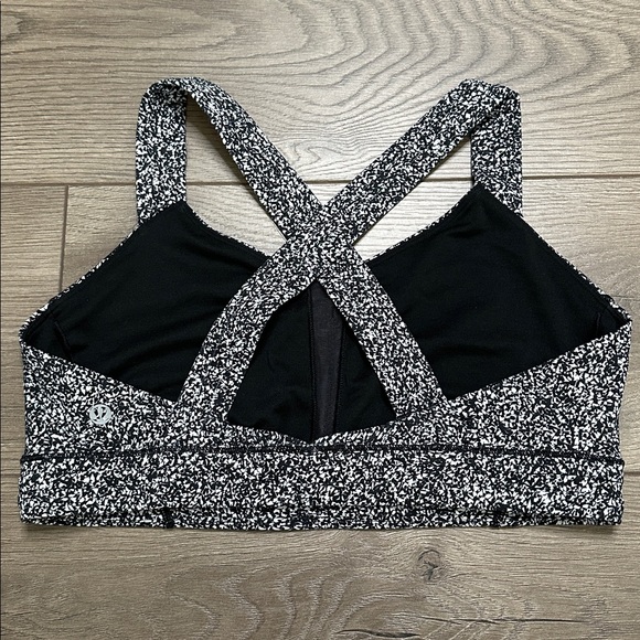 Lululemon All Sport Splatter Reflective Sports Bra Black White Size 10 - Picture 2 of 7